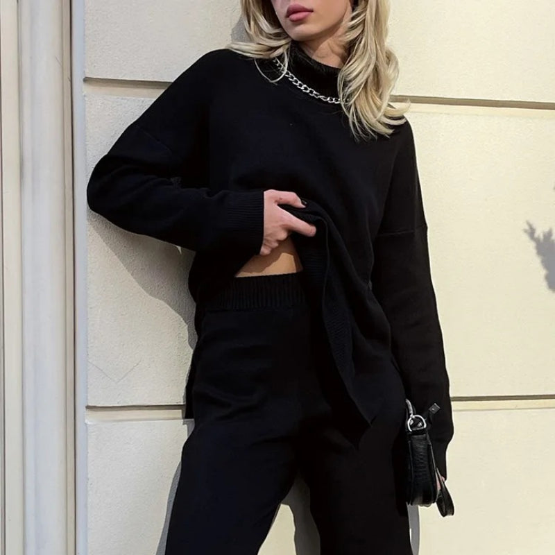 Oversized Turtleneck Pullover Sweater with Side Split 2