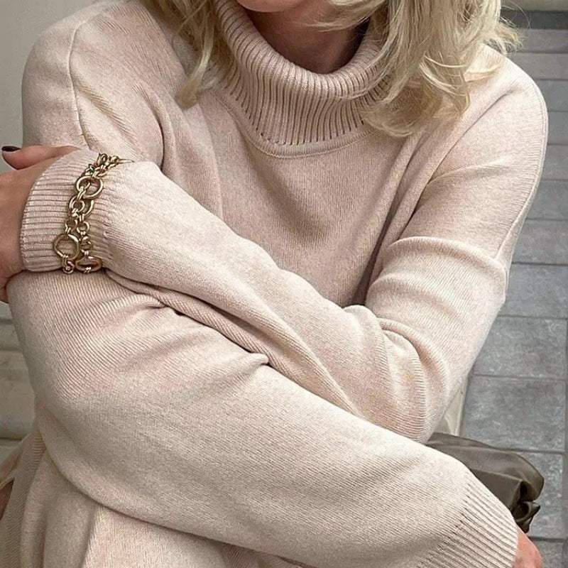 Oversized Turtleneck Pullover Sweater with Side Split 4