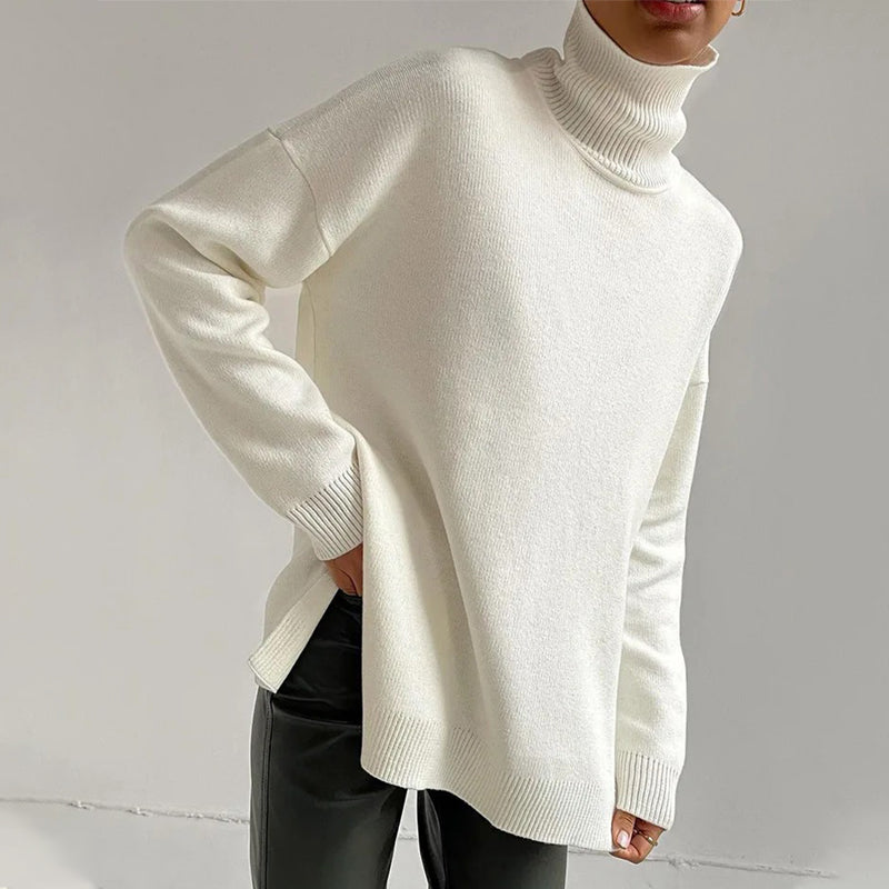 Oversized Turtleneck Pullover Sweater with Side Split 6