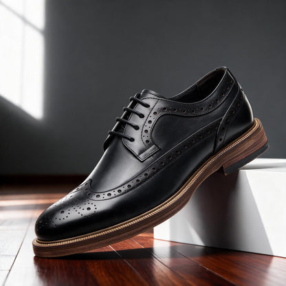 Men's Two-Tone Brogue Derby Lace-Up Shoes in Black, Brown, Brown Navy, Burgundy Navy - additional view 4 | Hensley London