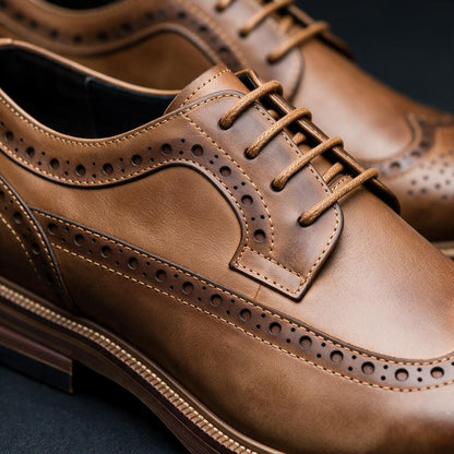 Men's Two-Tone Brogue Derby Lace-Up Shoes in Black, Brown, Brown Navy, Burgundy Navy - additional view 7 | Hensley London