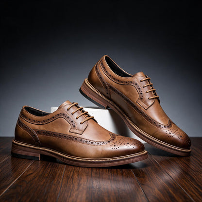 Men's Two-Tone Brogue Derby Lace-Up Shoes in Brown - additional view 11 | Hensley London