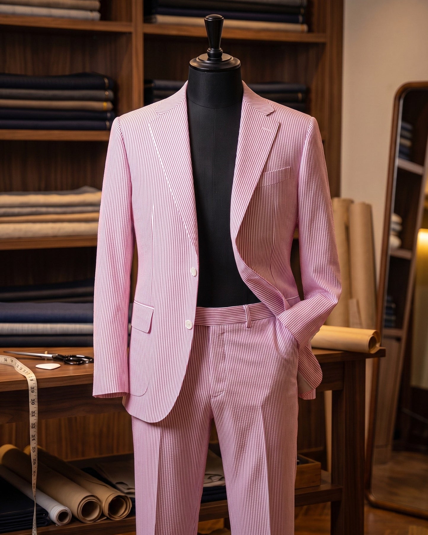 Men's Striped Cotton Two-Piece Suit - detail view | Hensley London