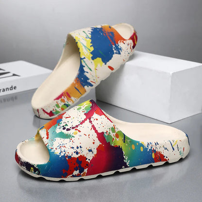 Women's Paint Splash Print Slide Sandals