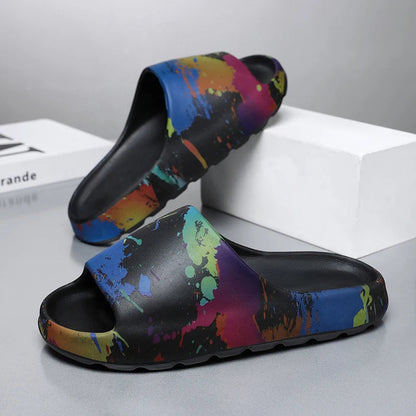 Women's Paint Splash Print Slide Sandals