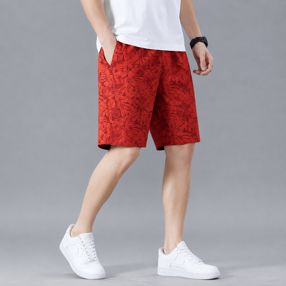 Men's Lightweight Tropical Print Shorts – styled view | Hensley London