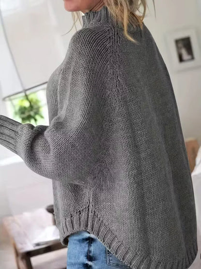 Women's Oversized Cable-Knit Turtleneck Sweater – additional product view | Hensley London