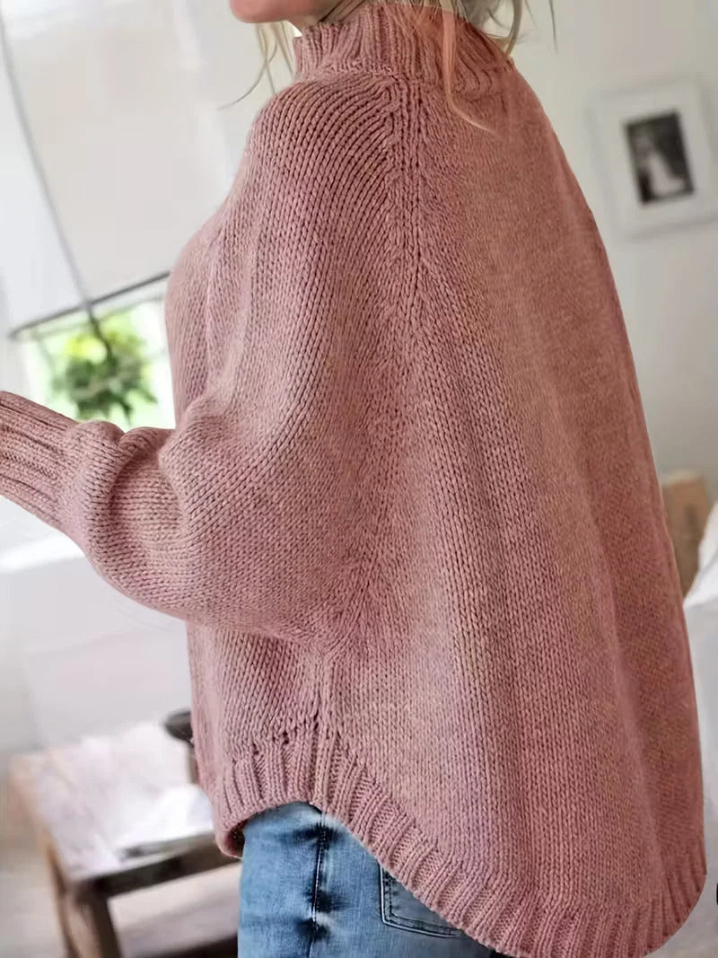 Women's Oversized Cable-Knit Turtleneck Sweater – additional product view | Hensley London