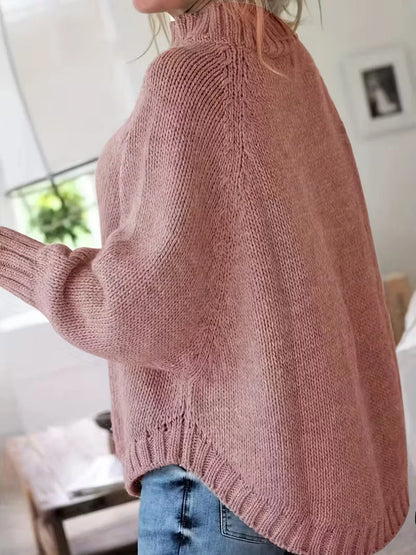 Women's Oversized Cable-Knit Turtleneck Sweater – additional product view | Hensley London
