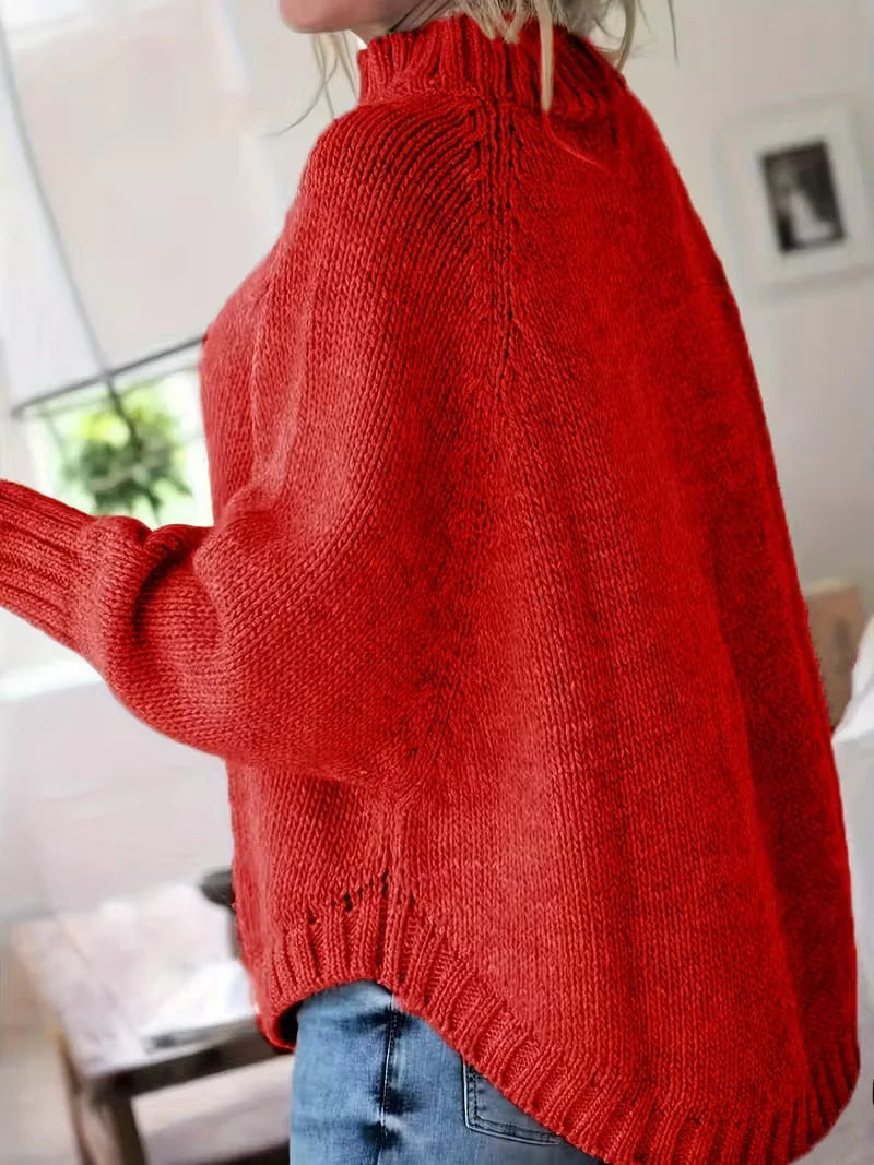 Women's Oversized Cable-Knit Turtleneck Sweater – additional product view | Hensley London