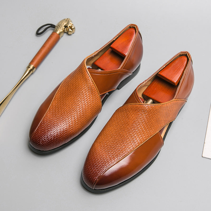 Men's Genuine Leather Penny Loafers in Brown – detail view | Hensley London