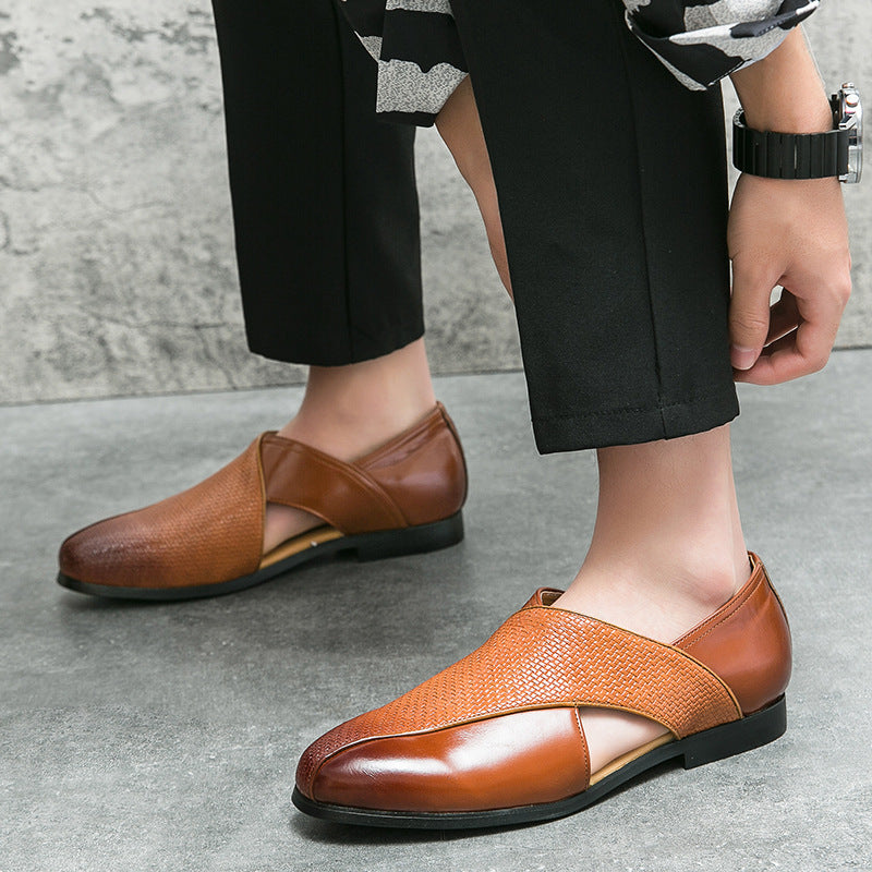 Men's Genuine Leather Penny Loafers in Black – top view | Hensley London