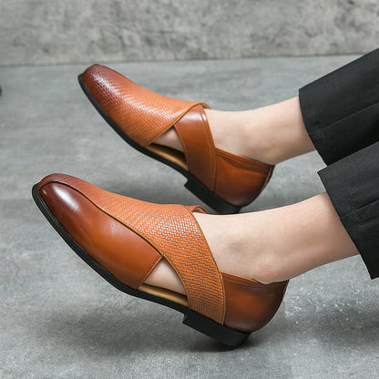 Men's Genuine Leather Penny Loafers in Black – detail view | Hensley London