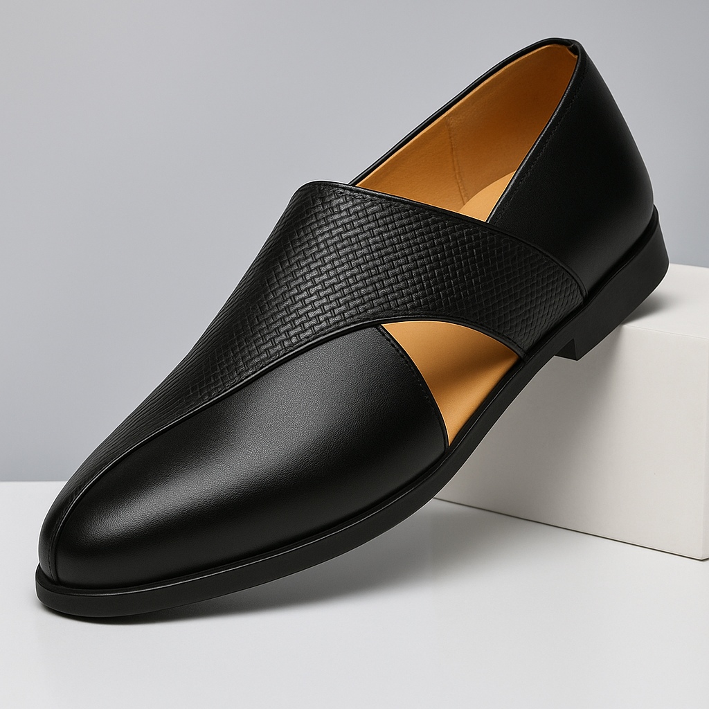 Men's Genuine Leather Penny Loafers – styled view | Hensley London