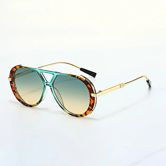 Women's Oversized Aviator Sunglasses – angled front view | Hensley London