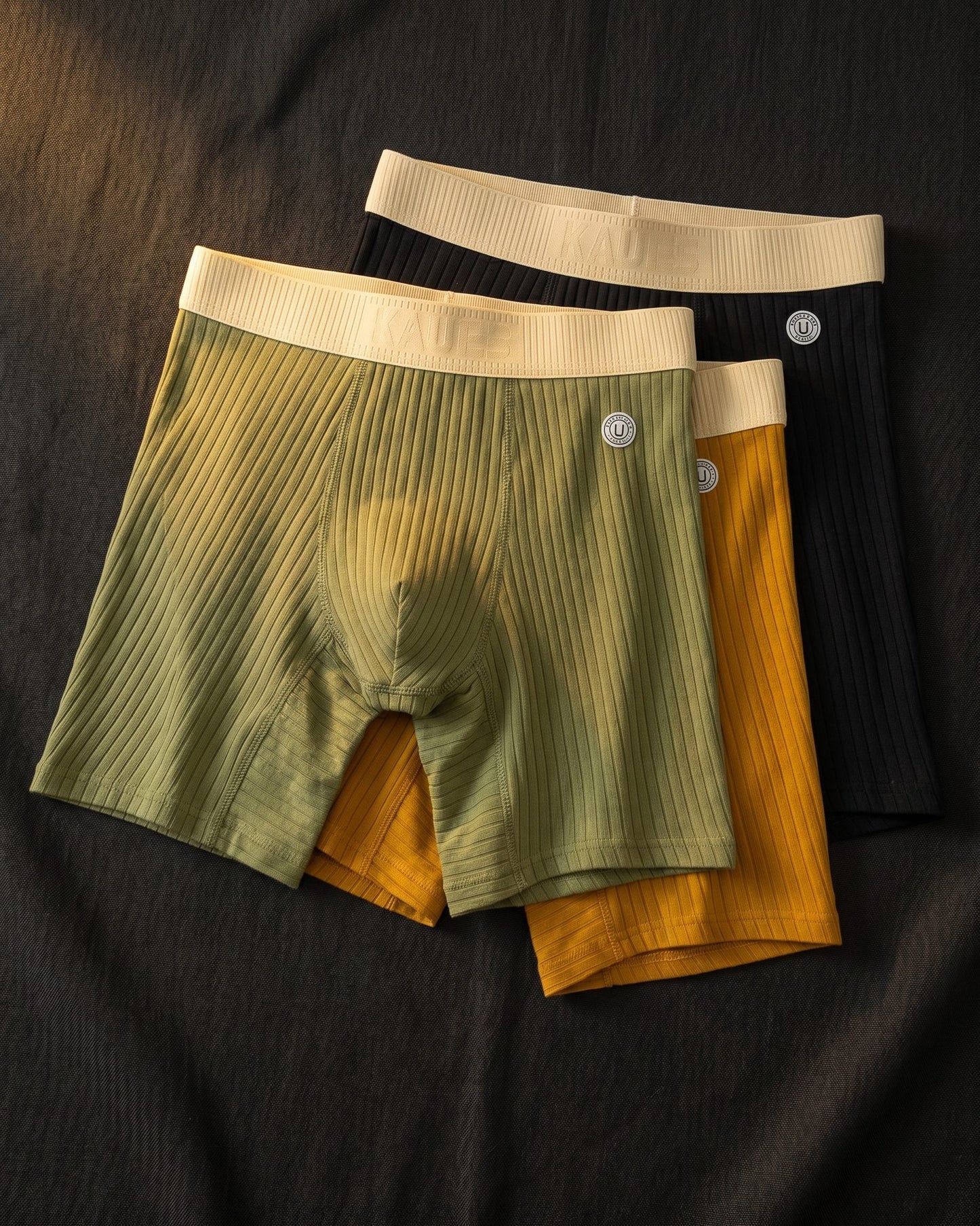 Men's Ribbed Cotton Boxer Briefs in Everyday Ease Trio – front view | Hensley London