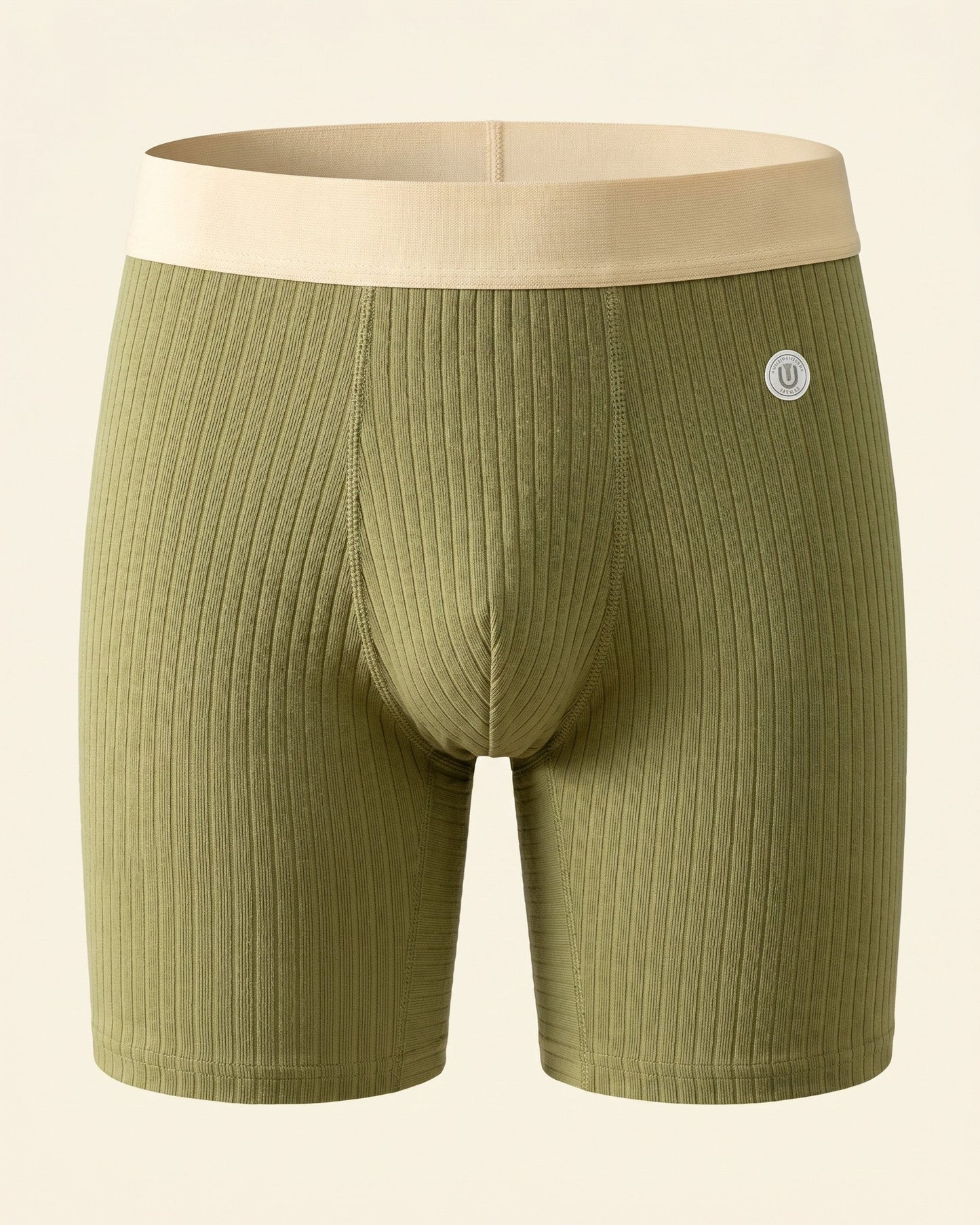 Men's Ribbed Cotton Boxer Briefs in Soft Utility Trio – waistband detail | Hensley London