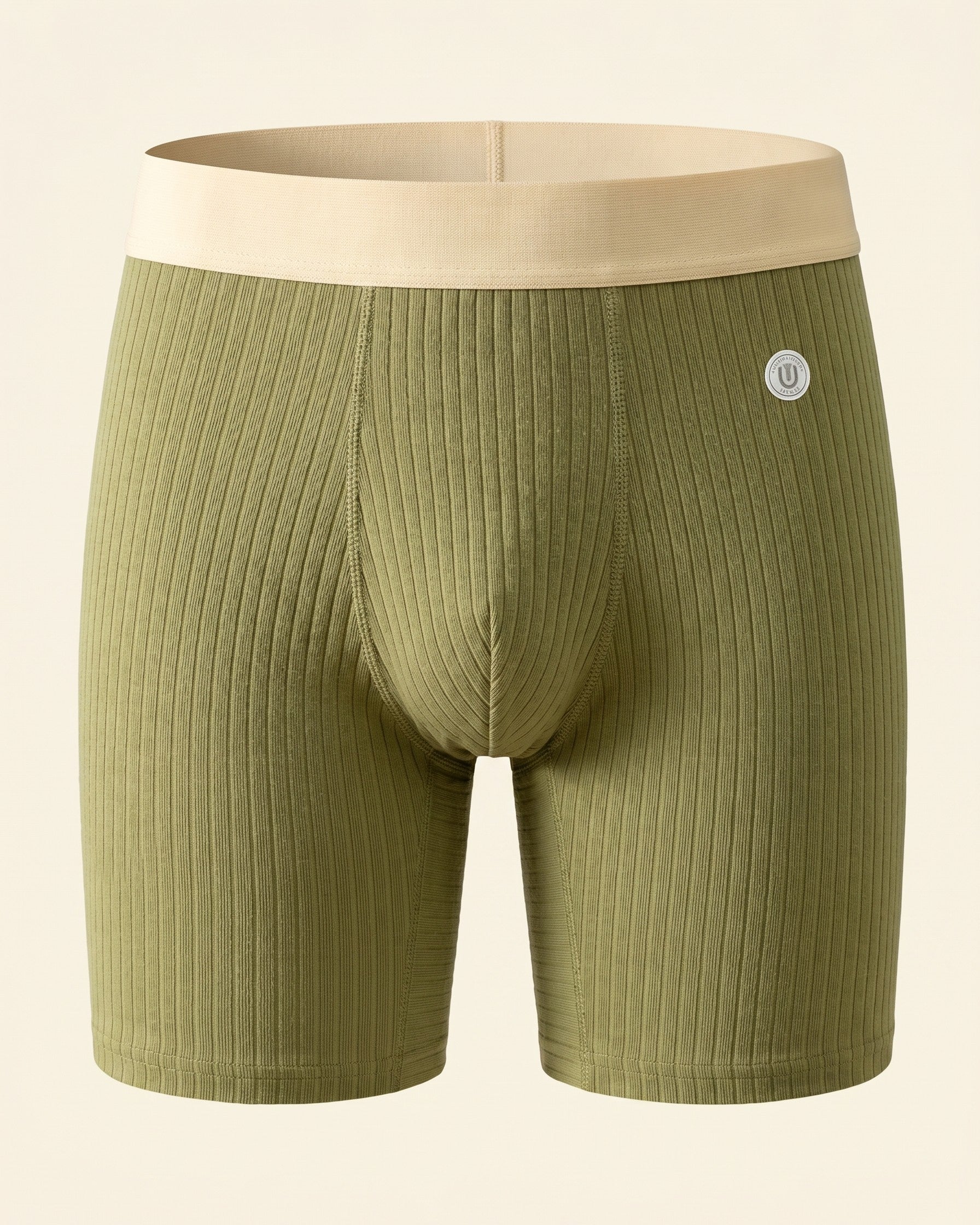 Men's Ribbed Cotton Boxer Briefs in Soft Utility Trio – waistband detail | Hensley London