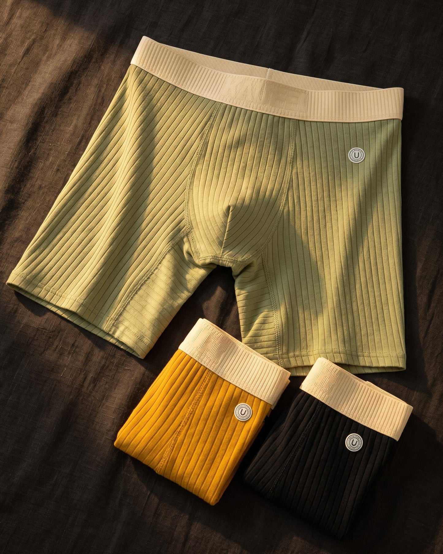 Men's Ribbed Cotton Boxer Briefs in Everyday Ease Trio – back view | Hensley London