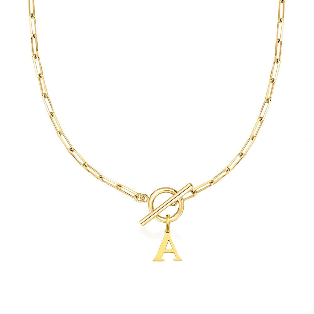 Paperclip Chain Initial Necklace with Circle Lock Clasp – Personalized Jewelry for Women, 45cm 0