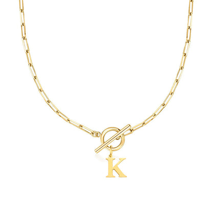 Paperclip Chain Initial Necklace with Circle Lock Clasp – Personalized Jewelry for Women, 45cm 11