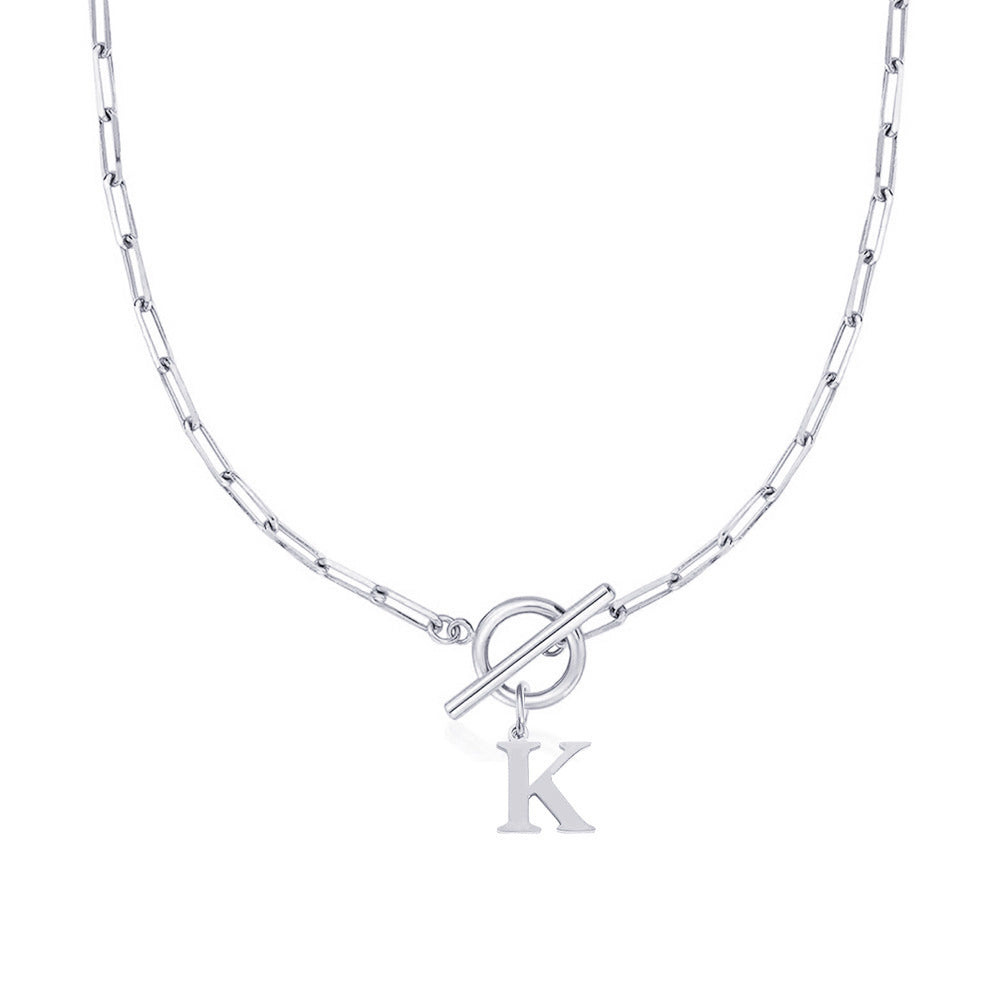 Paperclip Chain Initial Necklace with Circle Lock Clasp – Personalized Jewelry for Women, 45cm 12