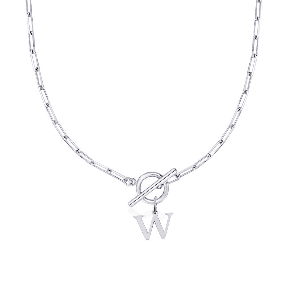 Paperclip Chain Initial Necklace with Circle Lock Clasp – Personalized Jewelry for Women, 45cm 14