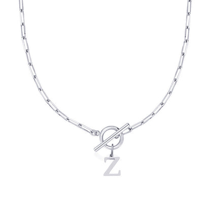 Paperclip Chain Initial Necklace with Circle Lock Clasp – Personalized Jewelry for Women, 45cm 15