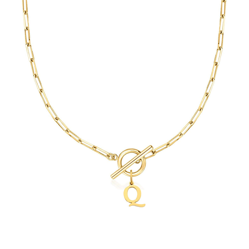 Paperclip Chain Initial Necklace with Circle Lock Clasp – Personalized Jewelry for Women, 45cm 23