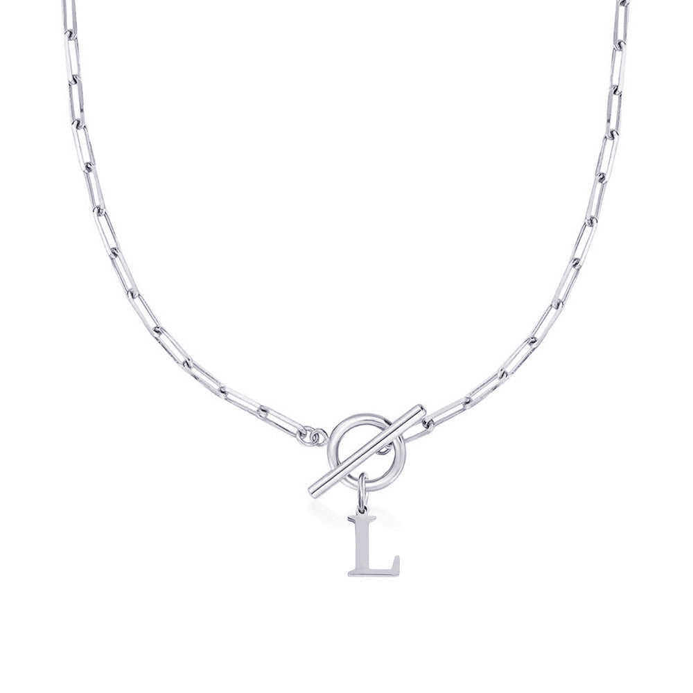 Paperclip Chain Initial Necklace with Circle Lock Clasp – Personalized Jewelry for Women, 45cm 25