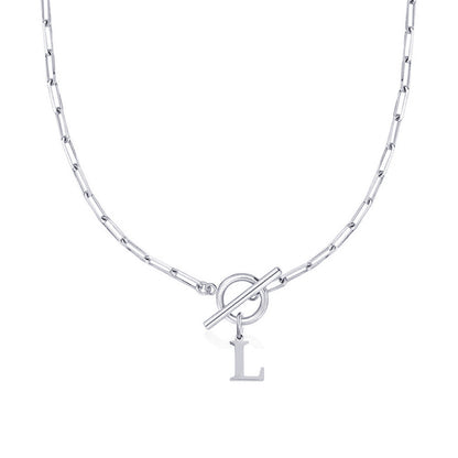Paperclip Chain Initial Necklace with Circle Lock Clasp – Personalized Jewelry for Women, 45cm 25