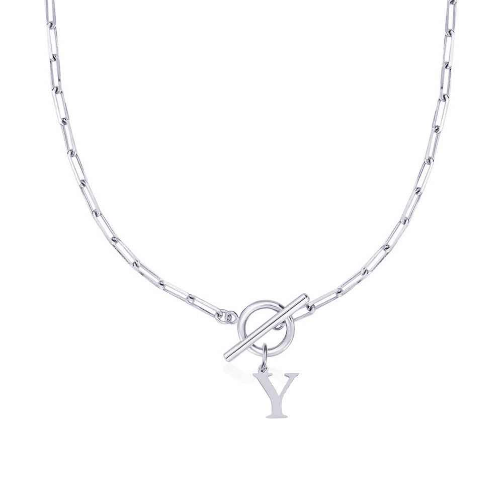 Paperclip Chain Initial Necklace with Circle Lock Clasp – Personalized Jewelry for Women, 45cm 27
