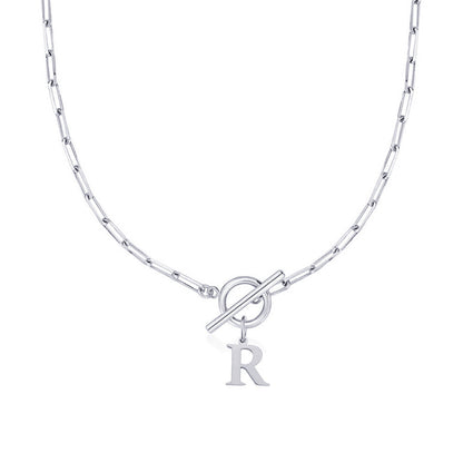 Paperclip Chain Initial Necklace with Circle Lock Clasp – Personalized Jewelry for Women, 45cm 28