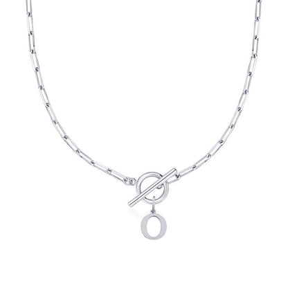 Paperclip Chain Initial Necklace with Circle Lock Clasp – Personalized Jewelry for Women, 45cm 29