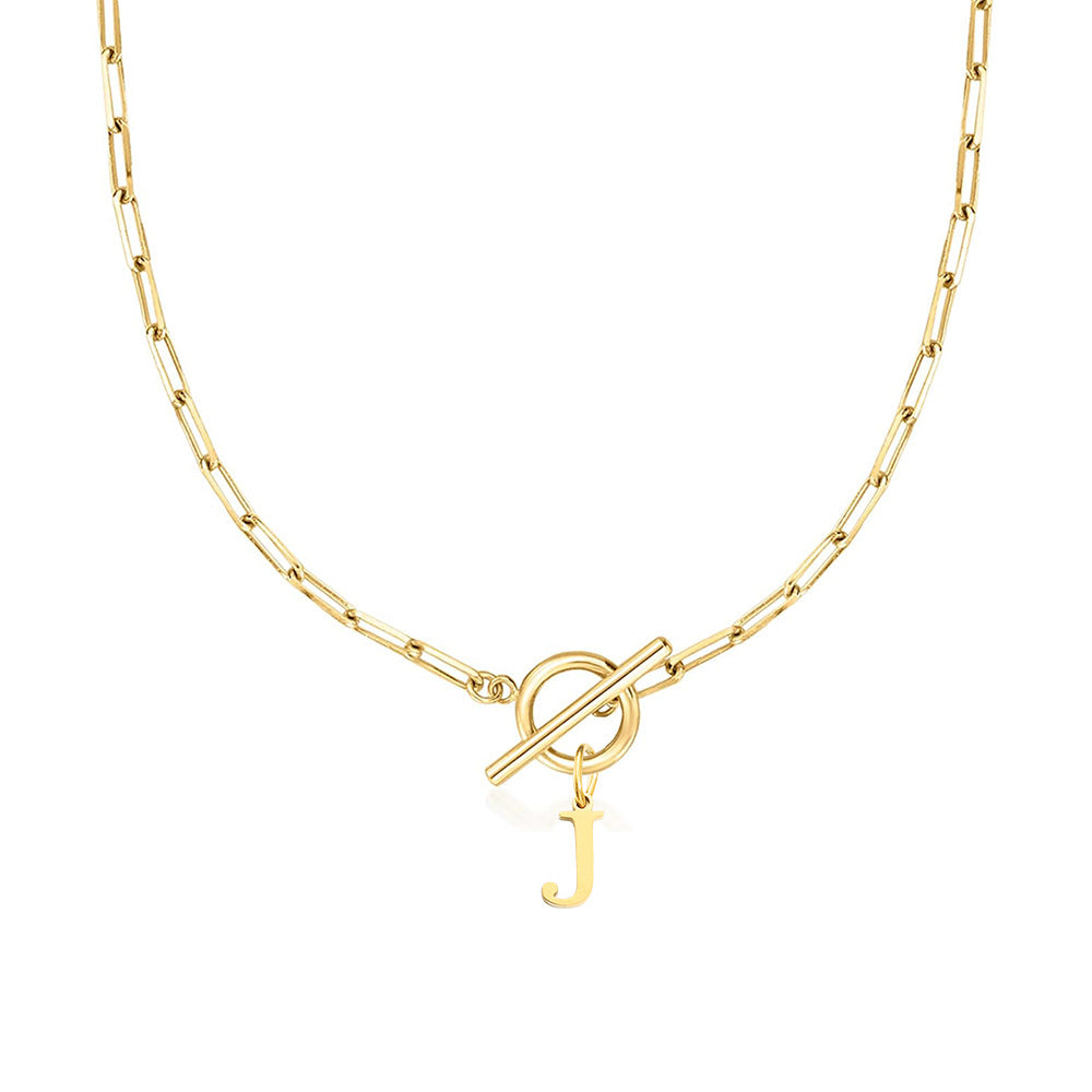 Paperclip Chain Initial Necklace with Circle Lock Clasp – Personalized Jewelry for Women, 45cm 31