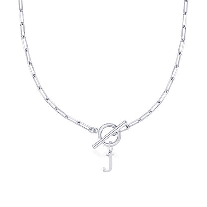Paperclip Chain Initial Necklace with Circle Lock Clasp – Personalized Jewelry for Women, 45cm 33