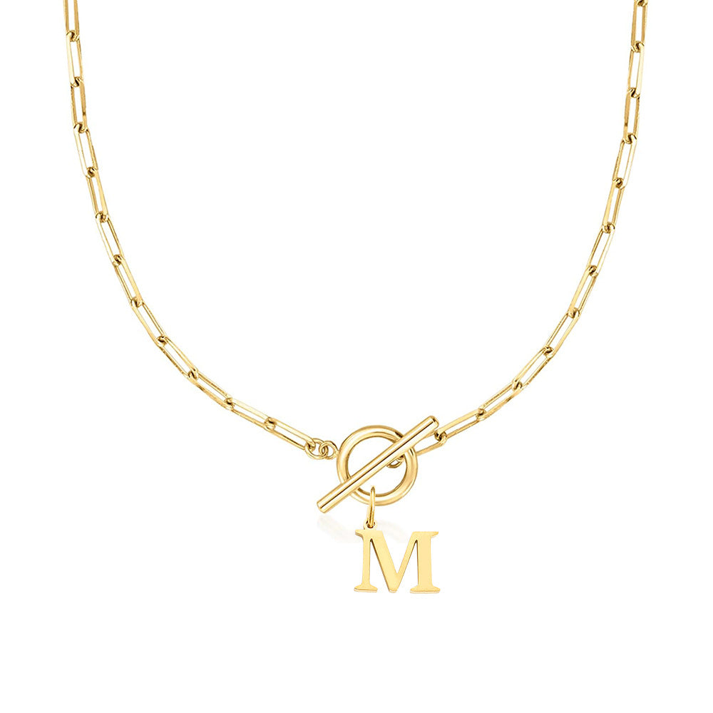 Paperclip Chain Initial Necklace with Circle Lock Clasp – Personalized Jewelry for Women, 45cm 34