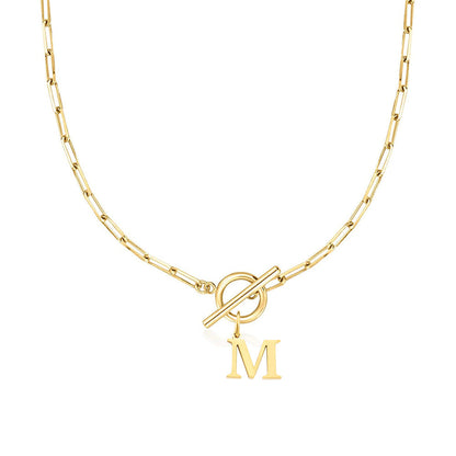 Paperclip Chain Initial Necklace with Circle Lock Clasp – Personalized Jewelry for Women, 45cm 34