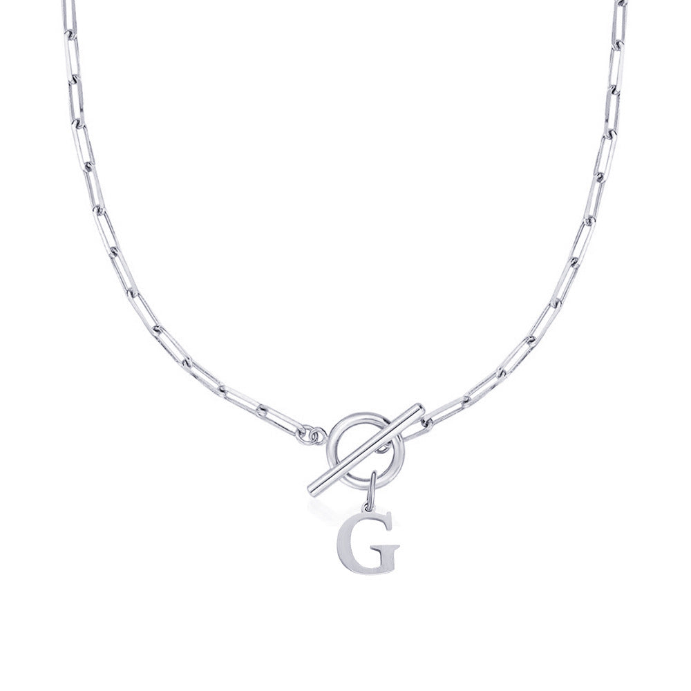 Paperclip Chain Initial Necklace with Circle Lock Clasp – Personalized Jewelry for Women, 45cm 37