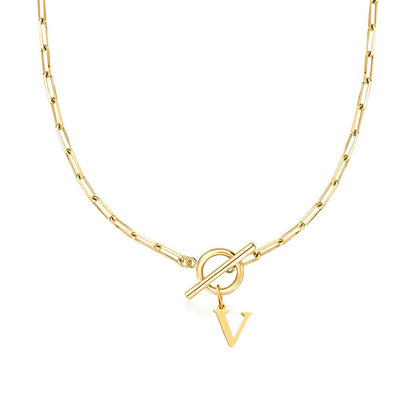 Paperclip Chain Initial Necklace with Circle Lock Clasp – Personalized Jewelry for Women, 45cm 39