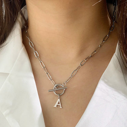 Paperclip Chain Initial Necklace with Circle Lock Clasp – Personalized Jewelry for Women, 45cm 4