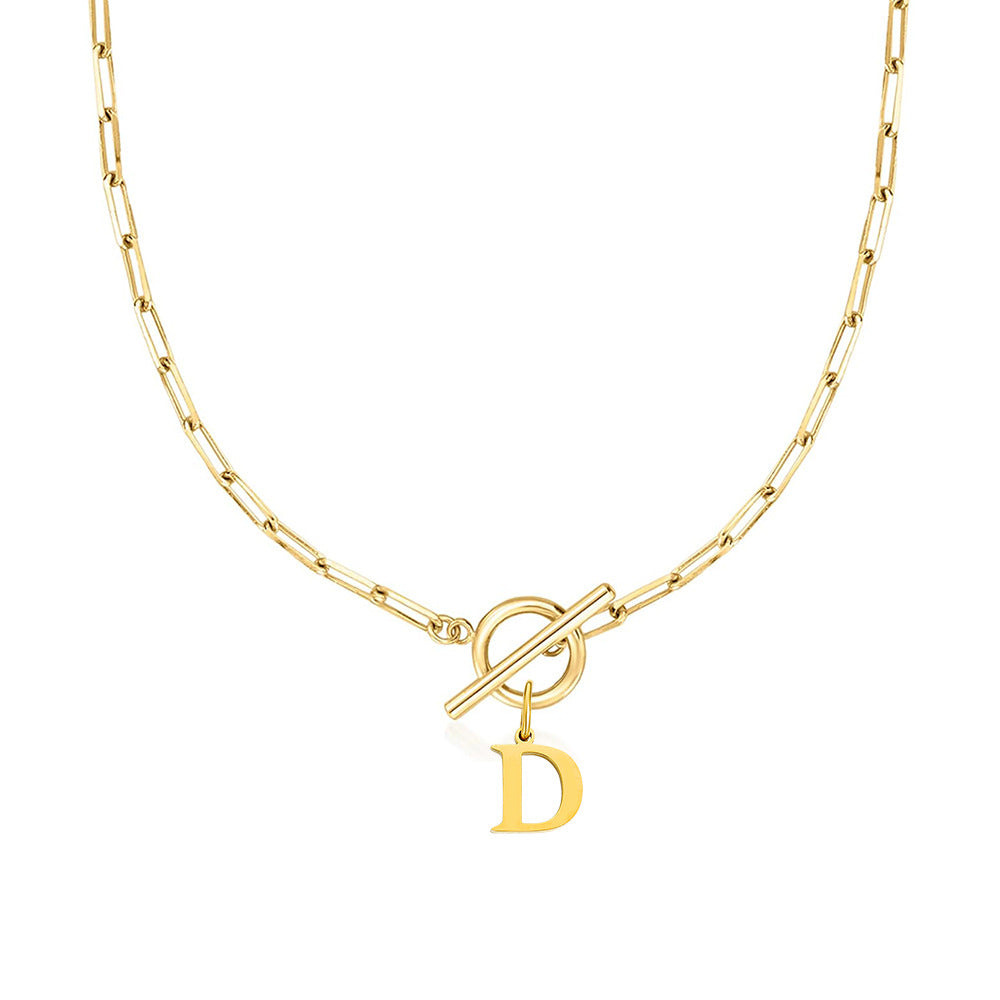 Paperclip Chain Initial Necklace with Circle Lock Clasp – Personalized Jewelry for Women, 45cm 42
