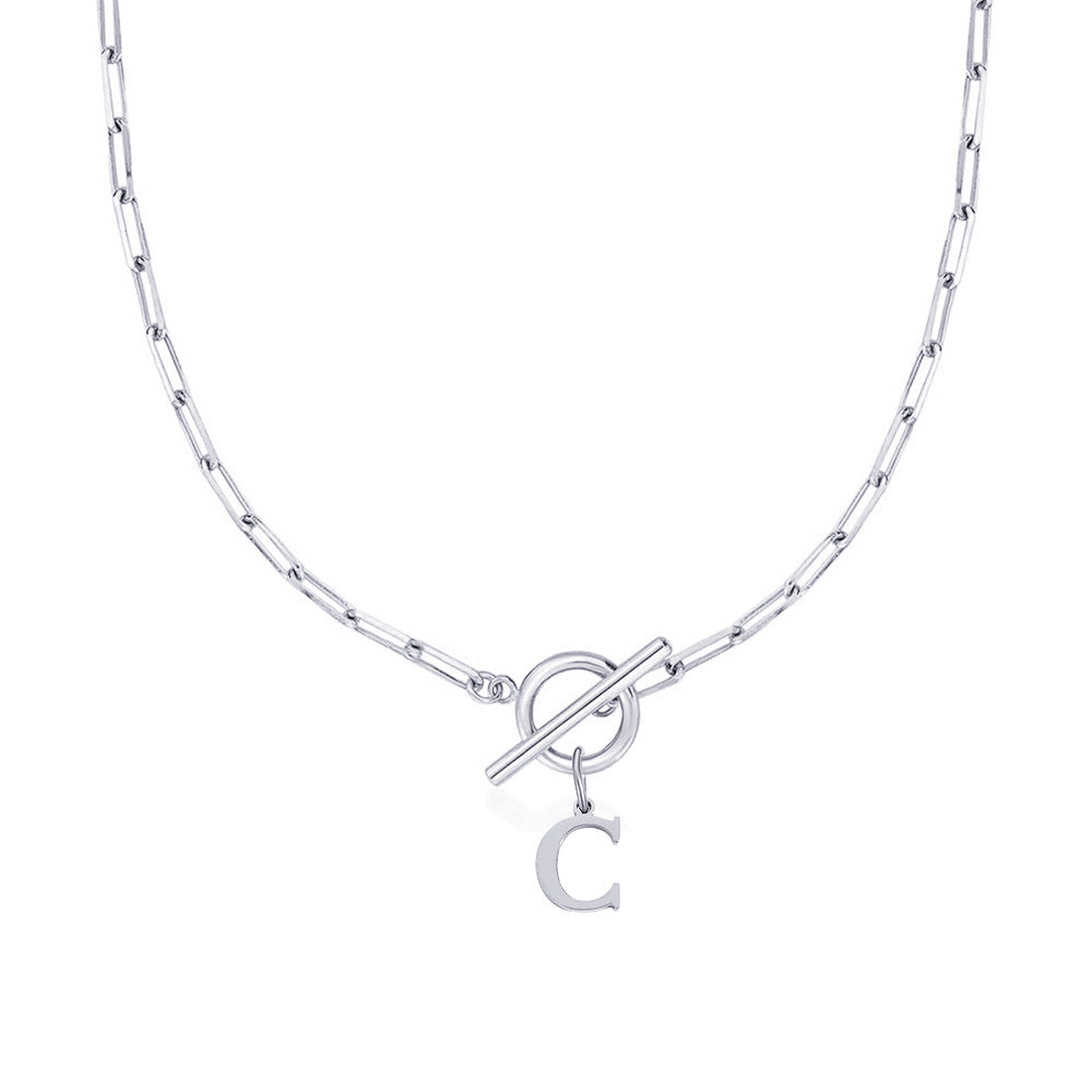 Paperclip Chain Initial Necklace with Circle Lock Clasp – Personalized Jewelry for Women, 45cm 43