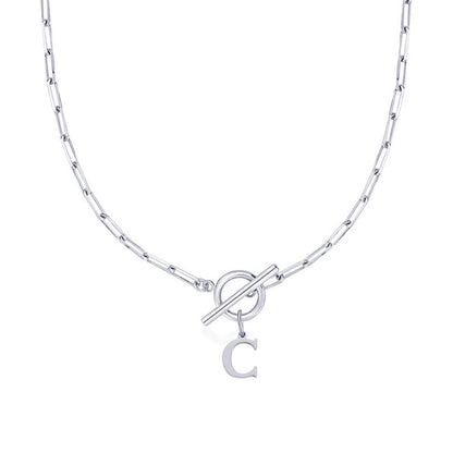 Paperclip Chain Initial Necklace with Circle Lock Clasp – Personalized Jewelry for Women, 45cm 43