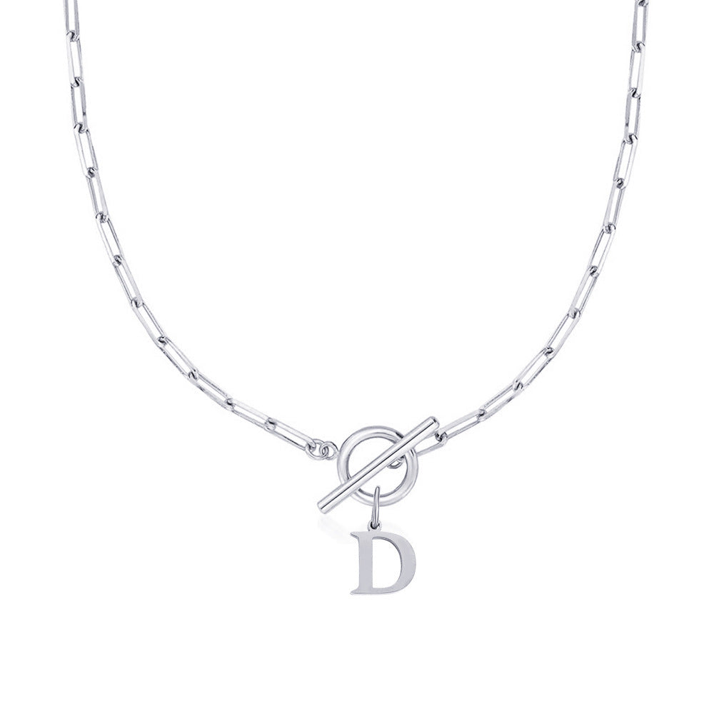 Paperclip Chain Initial Necklace with Circle Lock Clasp – Personalized Jewelry for Women, 45cm 44