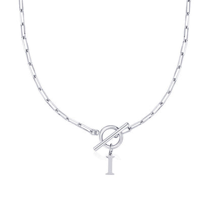 Paperclip Chain Initial Necklace with Circle Lock Clasp – Personalized Jewelry for Women, 45cm 45