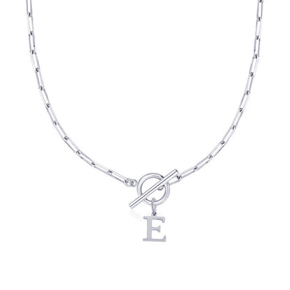 Paperclip Chain Initial Necklace with Circle Lock Clasp – Personalized Jewelry for Women, 45cm 46