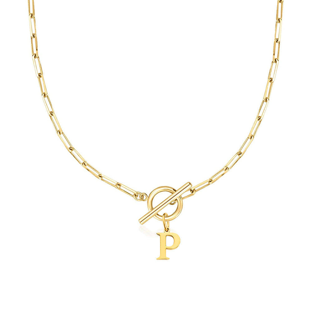 Paperclip Chain Initial Necklace with Circle Lock Clasp – Personalized Jewelry for Women, 45cm 49