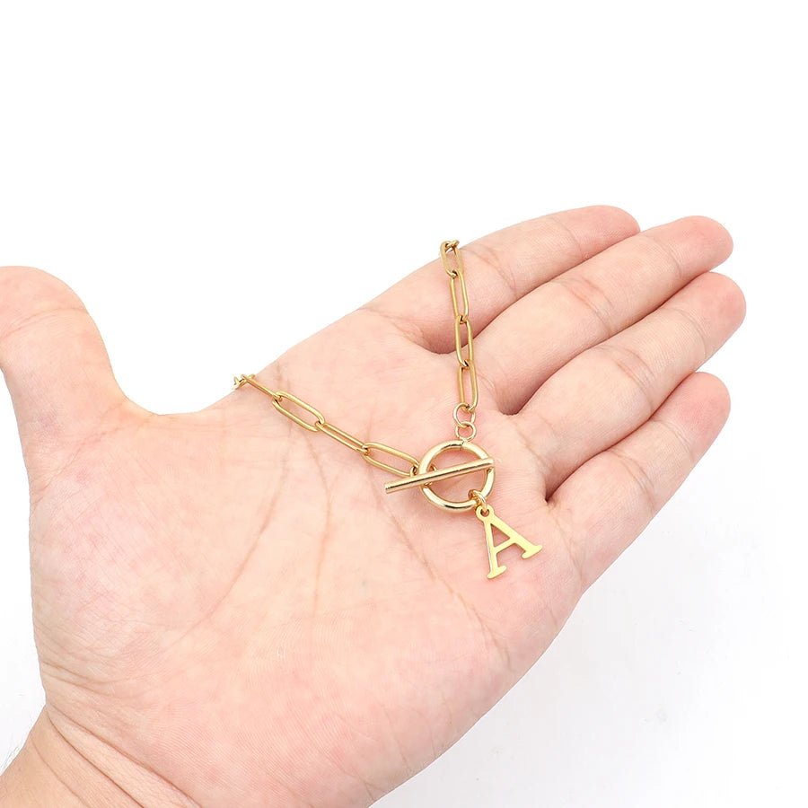 Paperclip Chain Initial Necklace with Circle Lock Clasp – Personalized Jewelry for Women, 45cm 5