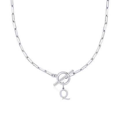 Paperclip Chain Initial Necklace with Circle Lock Clasp – Personalized Jewelry for Women, 45cm 53
